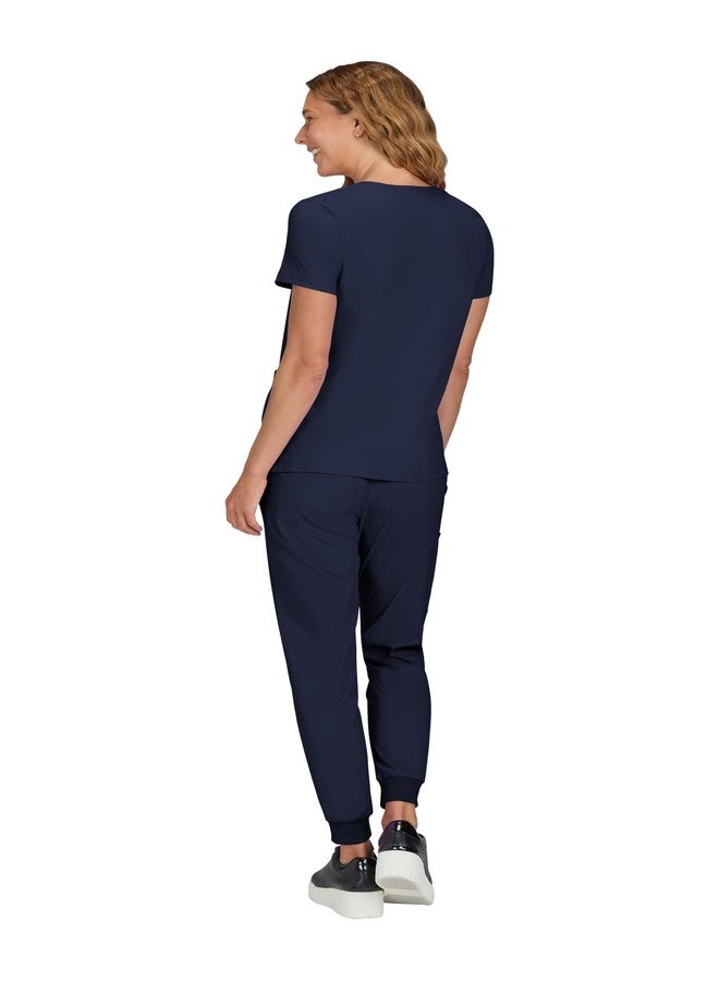KOI Basics Becca Women's 4-Pocket Stretch Scrub Top Navy Medium - Image 2